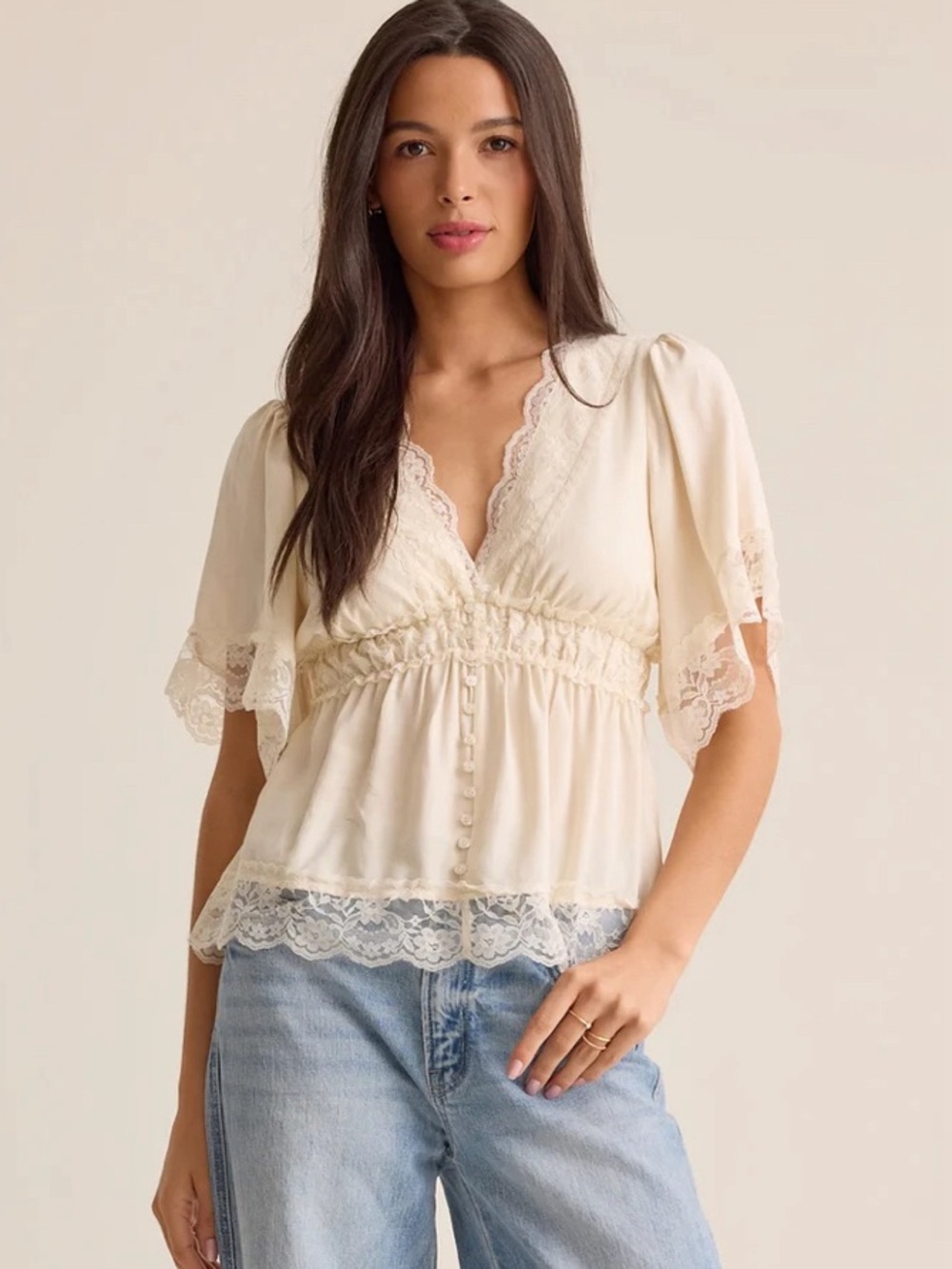 Altar’d State Evanelle Lace Babydoll Top (L)